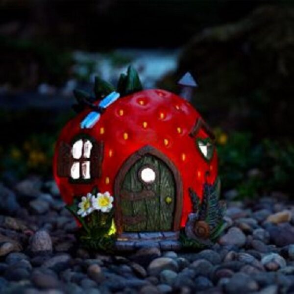 Solar Mushroom Teapot Design Fairy House Garden Lighting