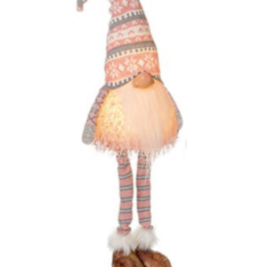 Christmas Gonk Gnome Decoration Santa Figurine LED Lit B/O 50cm Patterned Hat