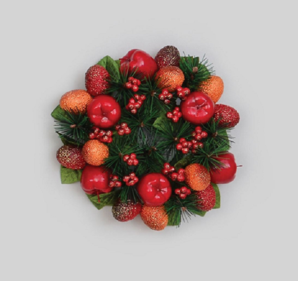 3" Candle Ring Christmas Decoration 'Forest Berry Mix' for Pillar Candles Up To 3in