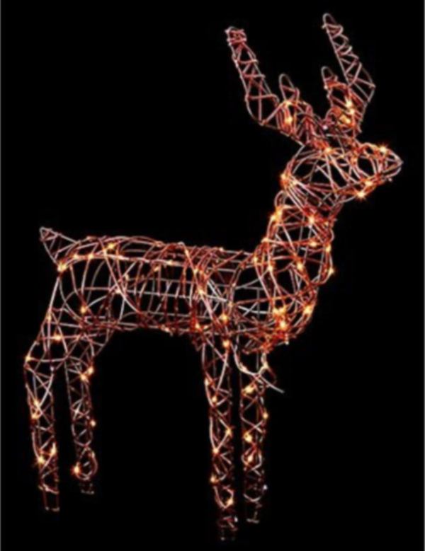 50cm Rattan Effect Reindeer Pin Wire LED Lit Premier LV201119
