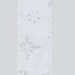 10yd Roll 'Silver Snowflake' Quality Fabric Wire Edge Christmas Ribbon 2.5in Wide
