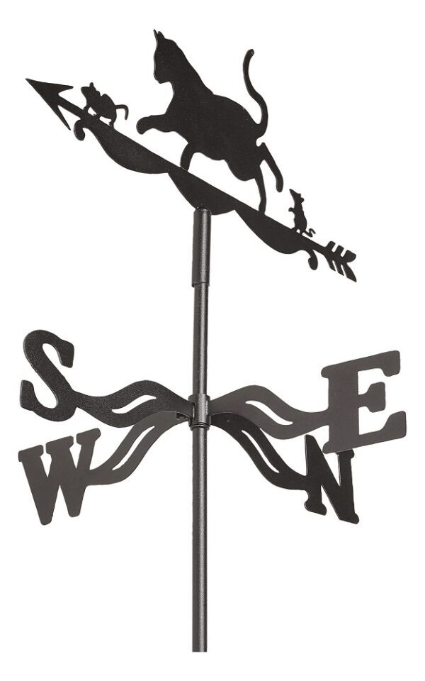 Metal Cat & Mouse Weather Vane Black 17274