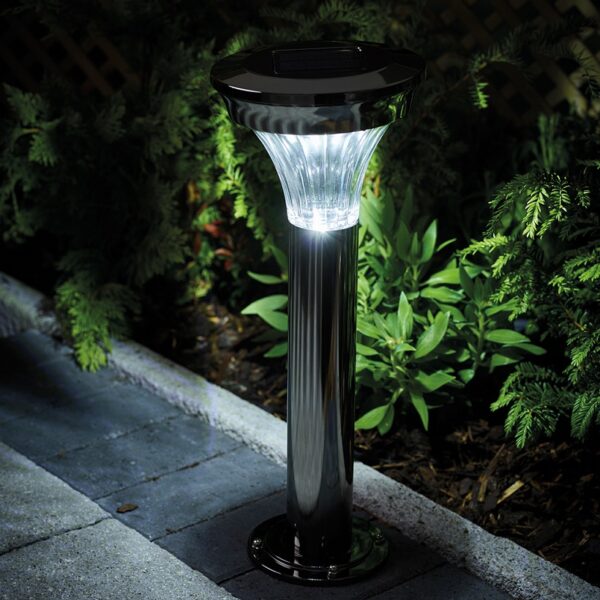 Solar Black Nickel Post Light Dual Power Gardman L22127
