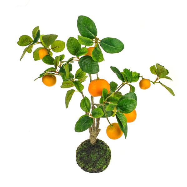 Orange Tree / Bush Artificial Fruit & Foliage 58cm On Mossy Ball