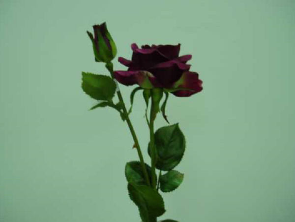 Dark Purple Rose With Bud Artificial Silk Flower Pack 12 Stems