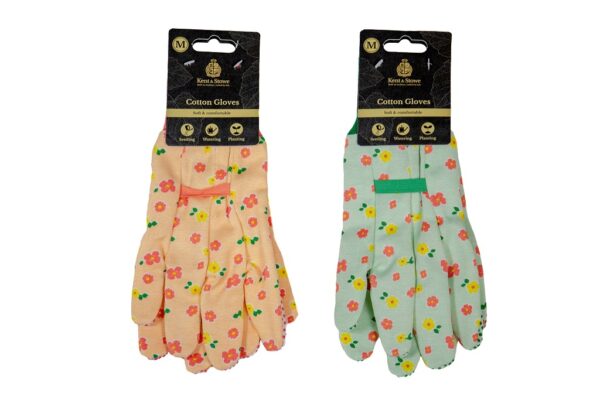 Kent & Stowe Cotton Gloves Twin Pack Ladies Medium Size