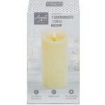 Premier 18x9cm FLICKABRIGHT Battery Operated Melted Edge Cream LED Pillar Candle