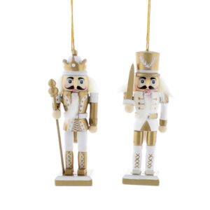 Gold / White Nutcracker Soldiers Christmas Tree Decorations 12cm Pack x2 Assorted