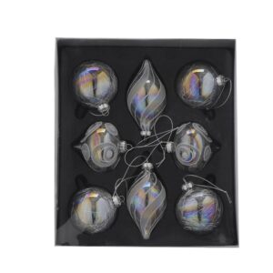 Clear Glass Bauble Christmas Tree Decorations 5-8cm Pack x8 Assorted