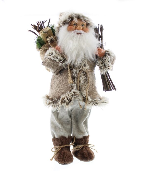 30cm Standing Woodland Santa Figure & Sack Christmas Decoration Figurine