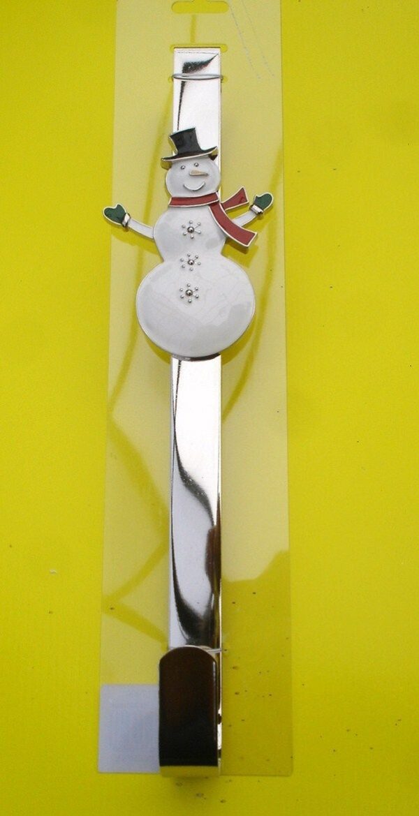 Metal Plated Door Wreath Hanger 30cm Christmas Decoration Deluxe SnowMan Design
