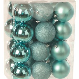 Ice Blue Mix 80mm Shatterproof Baubles Christmas Tree Decorations Themed Pack 24