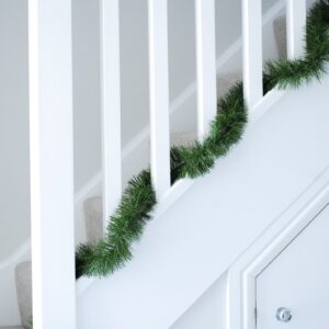 Green Matte Tinsel Garland Fine Cut 6m x 10cm Christmas Decoration