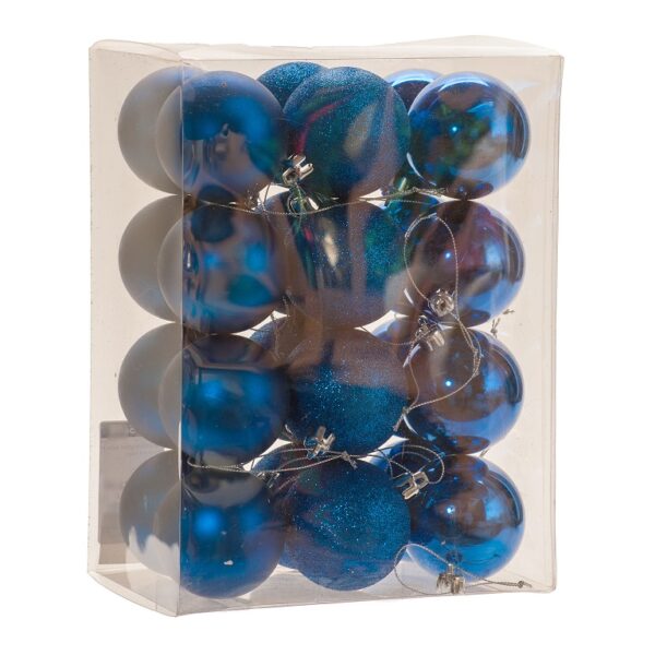 Pack 24 x 60mm Royal Blue Assortment Baubles Christmas Tree Decorations