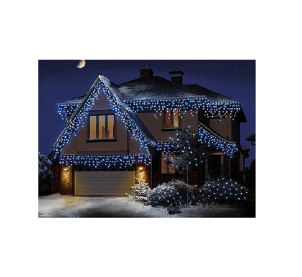 360 LED Snowing Icicles Christmas Lights + Timer -Blue/White