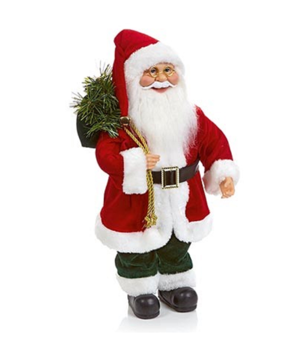 40cm Standing Santa Figure With Sack Red/Green Premier