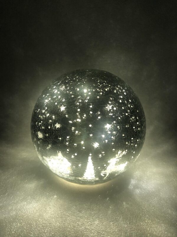 Festive Lit Crackle Effect Santa Sleigh Ball 15cm
