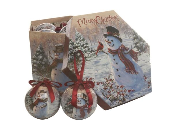 Snowman Assorted Decoupage Christmas Balls 75mm Pack x14