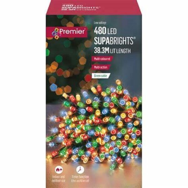 480 Multi-Coloured LED Supabrights Christmas Fairy Lights In/Outdoor Use Premier