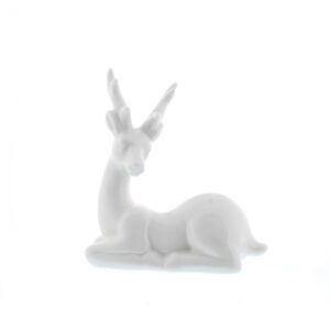 13cm Ceramic Lying Reindeer Christmas Decoration / Figure