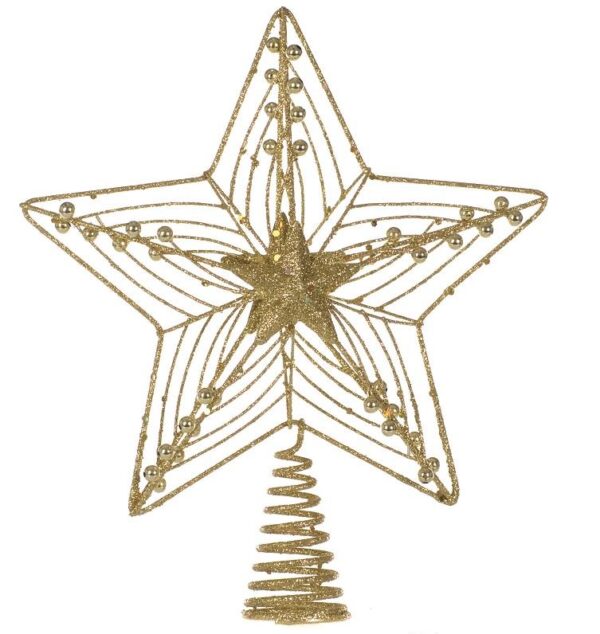 Gold Laser Wire Tree Top Star Christmas Ornament 29cm