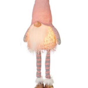 Christmas Gonk Gnome Decoration Santa Figurine LED Lit B/O 50cm Pink Hat