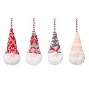 Gonk/Gnome POM-POM Head Christmas Decorations Pack x 4 Assorted
