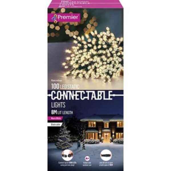 100 Warm White Connectable LED Christmas Lights Premier