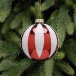 Candy Cane Design Glass Ball 80mm Pack x4