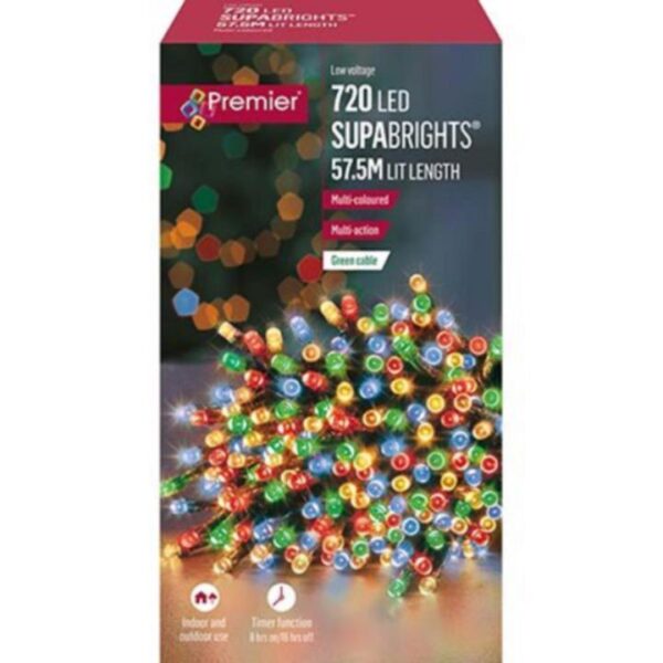 720 LED Multi Action Supabrights Christmas Lights Multi-Colour + Timer Premier