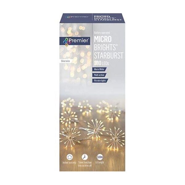 200 LED Ultra Bright Starburst String Lights Warm White Premier