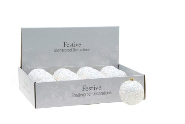 Iridescent Encrusted Ball 80mm Christmas Ornament Pack x6