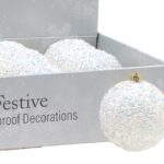 Iridescent Encrusted Ball 80mm Christmas Ornament Pack x6