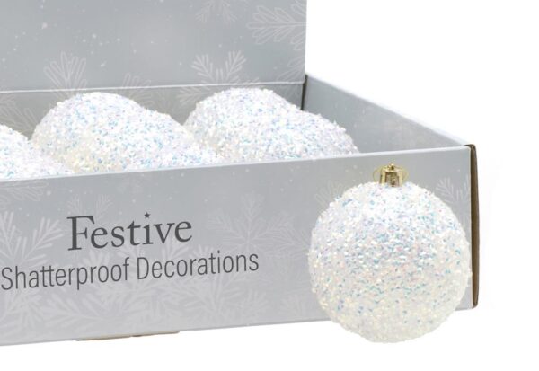 Iridescent Encrusted Ball 80mm Christmas Ornament Pack x6