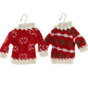 Knitted Hanging Christmas Jumpers Pack x 2 Assorted 15cm
