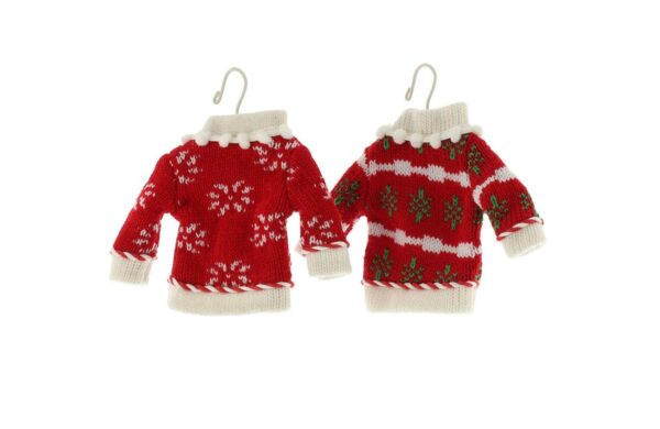 Knitted Hanging Christmas Jumpers Pack x 2 Assorted 15cm