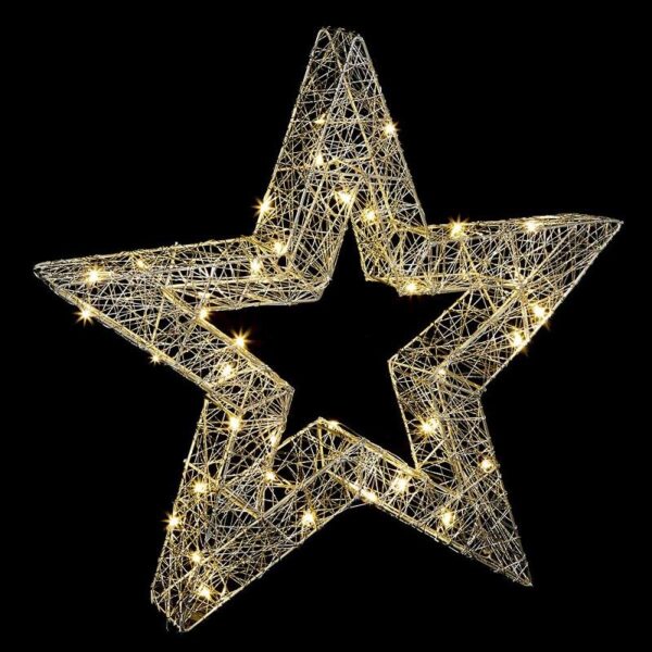 Premier Lit Metal Hollow Star Christmas Decoration Warm White LED 45cm