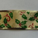 3 Rolls 'Gold Holly' Fabric Wire Edge Christmas Ribbon 60mm x 2.6m