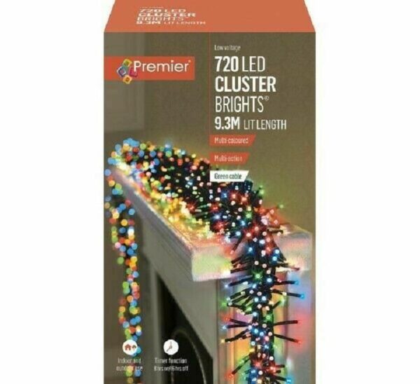 720 LED Multi-Action Cluster Lights + Timer Multi-Coloured Premier