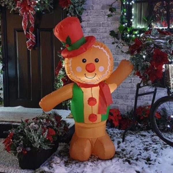 1.2m Premier Decorations LED Lit Inflatable Gingerbread Man