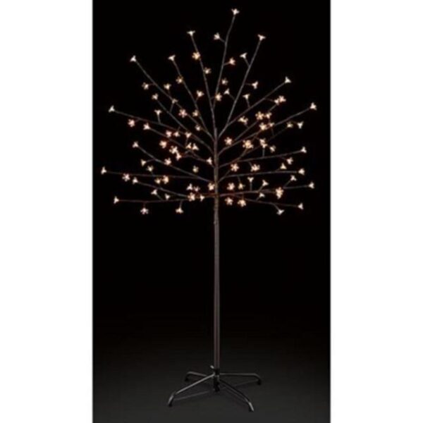 1.5m LED Cherry Tree Artificial Christmas Tree Indoor / Outdoor 96 White Led's Batt-Op + Timer