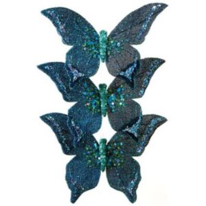 Dark Blue Butterfly Christmas Decoration 14.5cm Pack x3