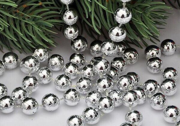 10m Long Silver Metallic 7mm Bead Garland Christmas Decoration Premier Brand