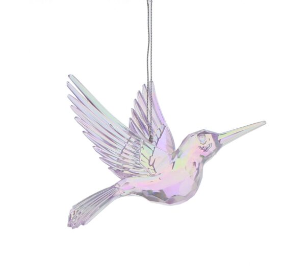 Lilac Acrylic Humming Bird Christmas Tree Decorations 13cm Pack x2