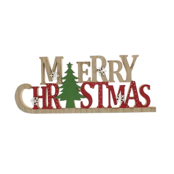 35cm Wooden Merry Christmas Sign + Tree