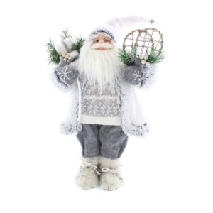 Standing White/Grey Jumper Santa Figure 64cm