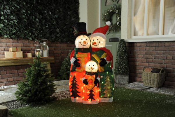 100cm Led Lit Snowman family Batt-Op Christmas