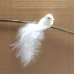 Pack x 4 White Feather Clip On Birds Christmas Decoration 12cm