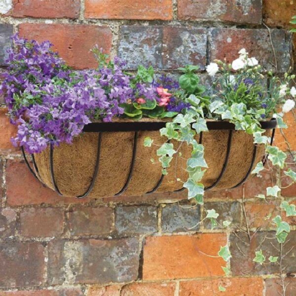 Black Steel 24in Saxon Wall Trough Garden Planter