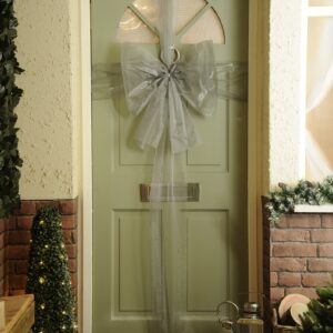 Organza Fabric Door Bow Kit Silver Christmas Decoration